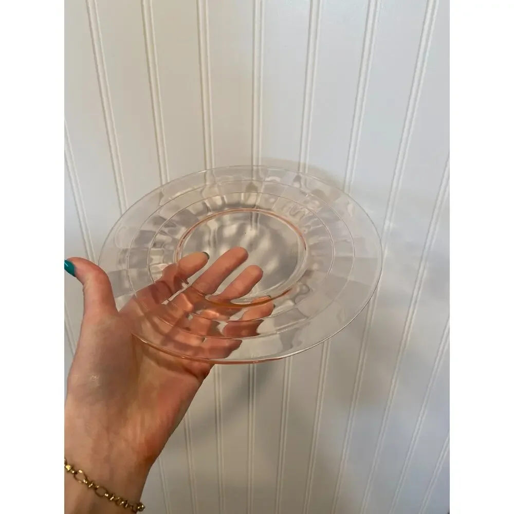 Vintage Hocking Pink Depression Glass Block Optic 8